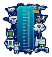 Kids height chart growth measure meter with robots vector