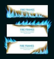 Burning paper banners with natural gas flames vector