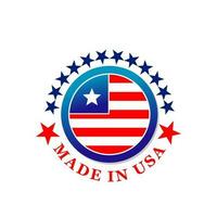 Made in USA label icon with flag of United States vector