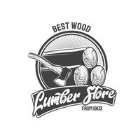 Lumber store vector icon, wood or timber industry