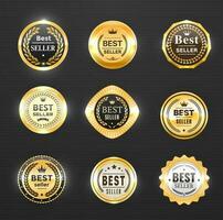 Best seller golden labels, award seal, medal badge vector