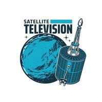 Telecommunication satellite, broadcast space dish vector