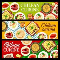 chileno comida pancartas, Chile cocina platos, comidas vector