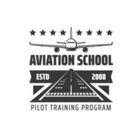 Pilot school training program monochrome icon vector