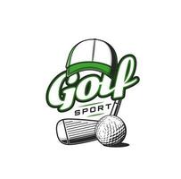 Golf sport vector icon with cap and iron club