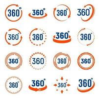 360 degrees rotate icons, 3D virtual perspective vector