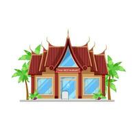 Thai cuisine cafe, restaurant building icon vector