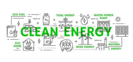 Clean energy concept, line eco green environment vector