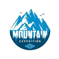 montaña expedición icono vector emblema para turismo