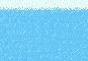 Cubic pixel game, snow ice, water block background vector