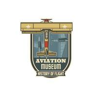 Aviation museum icon, airplane, plane, biplane vector