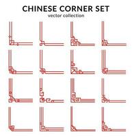 chino rojo marco esquinas, asiático ornamento divisores vector