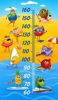 Kids height chart with fruits on summer vacation vector