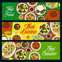 Thai food banners, Thailand cuisine menu dishes vector