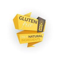 gluten gratis origami bandera icono. eco comida etiqueta vector