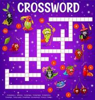 Cartoon berry fairy and wizard crossword vector