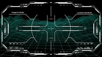 HUD futuristic monitor screen interface with aim vector