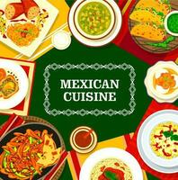 Mexican restaurant menu cover, spice food frame vector