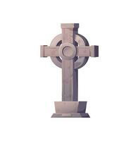Grave monument, tombstone and cross, gravestone vector