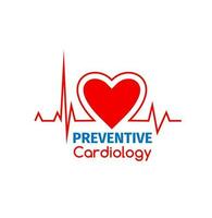 preventivo cardiología icono con corazón y ecg línea vector