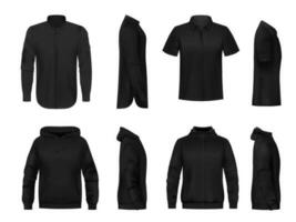 Man black clothing, shirt with long, short sleeves vector