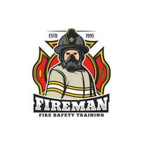 Fireman or firefighter in helmet and gasmask icon vector