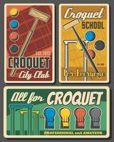 Croquet sport game mallet and balls items vector