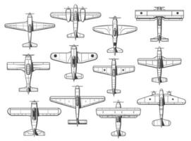 Plane icons, airplanes and aircraft icons, retro vector