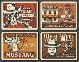 Retro posters, Wild West, American Western saloon vector