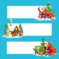 Christmas banners of Xmas gift, Santa and snowman vector