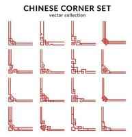 Chinese red frame corners and dividers set vector