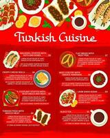 Turkish cuisine menu template, traditional food vector