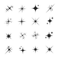 Star sparkle and twinkle, burst, flash silhouettes vector