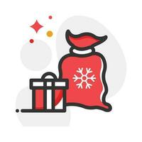 Santa Bag  vector Fill outline icon. EPS 10 file