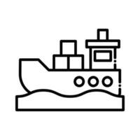 Cargo Ship vector outline Icon style illustration. EPS 10