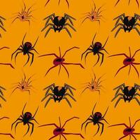 Seamless spiders background. Dangerous spiders vector background. Pattern for design poisonous spider contour vector. Simple vector background with spiders theme for halloween.