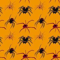 Seamless spiders background. Dangerous spiders vector background. Pattern for design poisonous spider contour vector. Simple vector background with spiders theme for halloween.