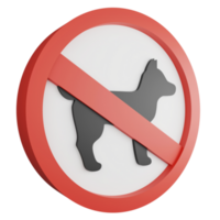 No pet or no dog sign icon isolated on transparent background , 3D render red mandatory sign png