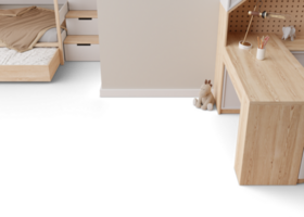 Floor covering presentation mock up, png. Kids room. Transparent template for your texture. Copy space for carpet, laminate flooring, ceramic tiles, parquet, pvc, vinyl. Floor mockup, show, display png