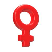 rojo hembra sexo símbolo 3d icono. 3d representación género mujer símbolo ilustración aislado transparente png antecedentes