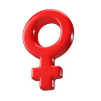 Red female sex symbol 3d icon. 3d rendering gender symbol isolated transparent png background