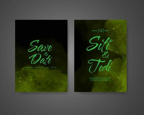 Wedding invitation with abstract watercolor background