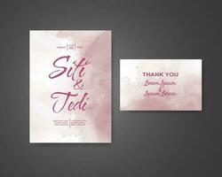 Wedding invitation with abstract watercolor background vector