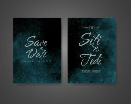 Wedding invitation with abstract watercolor background