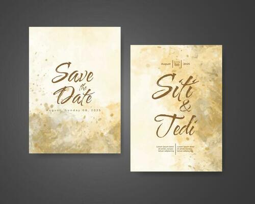 Wedding invitation with abstract watercolor background