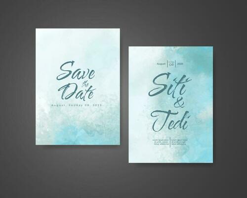 Wedding invitation with abstract watercolor background
