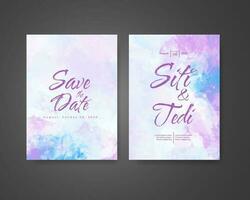 Wedding invitation with abstract watercolor background vector