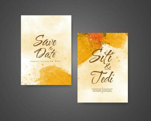 Wedding invitation with abstract watercolor background