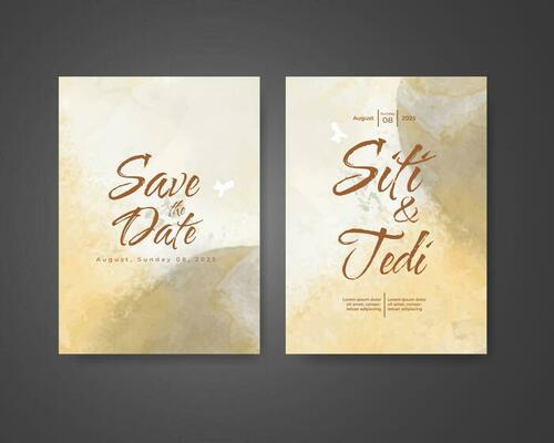 Wedding invitation with abstract watercolor background