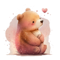 Ai Generate Valentine Bear Love Cupid Cartoon Painting png